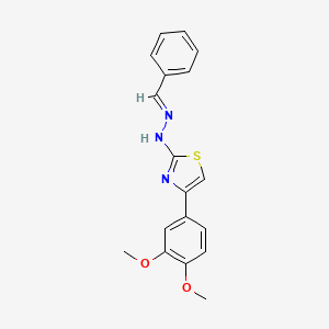 molecular formula C18H17N3O2S B11707843 Benzaldehyde (4-(3,4-dimethoxyphenyl)-1,3-thiazol-2-YL)hydrazone 