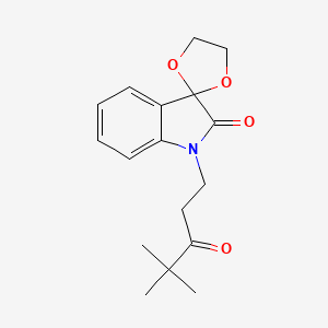 molecular formula C17H21NO4 B11707853 1'-(4,4-dimethyl-3-oxopentyl)spiro[1,3-dioxolane-2,3'-indol]-2'(1'H)-one 