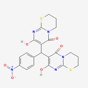 8-hydroxy-7-[(6-hydroxy-8-oxo-3,4-dihydro-2H,8H-pyrimido[2,1-b][1,3]thiazin-7-yl)(4-nitrophenyl)methyl]-3,4-dihydro-2H,6H-pyrimido[2,1-b][1,3]thiazin-6-one