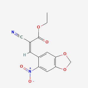 molecular formula C13H10N2O6 B11707872 ethyl (2Z)-2-cyano-3-(6-nitro-1,3-benzodioxol-5-yl)prop-2-enoate 