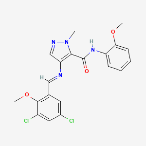 4-{[(E)-(3,5-dichloro-2-methoxyphenyl)methylidene]amino}-N-(2-methoxyphenyl)-1-methyl-1H-pyrazole-5-carboxamide