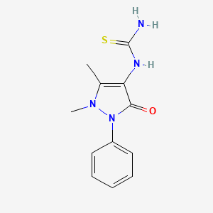 molecular formula C12H14N4OS B11707894 N-(1,5-Dimethyl-3-oxo-2-phenyl-2,3-dihydro-1H-pyrazol-4-yl)thiourea 