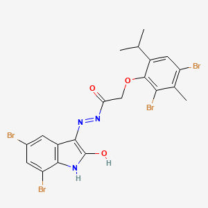 2-[2,4-dibromo-3-methyl-6-(propan-2-yl)phenoxy]-N'-[(3Z)-5,7-dibromo-2-oxo-1,2-dihydro-3H-indol-3-ylidene]acetohydrazide