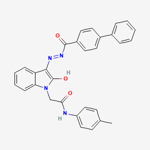 2-{(3Z)-3-[([1,1'-biphenyl]-4-ylcarbonyl)hydrazono]-2-oxo-2,3-dihydro-1H-indol-1-yl}-N-(4-methylphenyl)acetamide