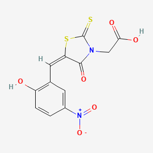 [(5E)-5-(2-hydroxy-5-nitrobenzylidene)-4-oxo-2-thioxo-1,3-thiazolidin-3-yl]acetic acid