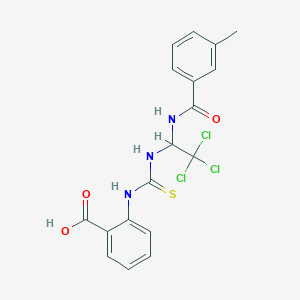 2-{[(2,2,2-Trichloro-1-{[(3-methylphenyl)carbonyl]amino}ethyl)carbamothioyl]amino}benzoic acid