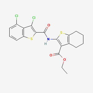 molecular formula C20H17Cl2NO3S2 B11708167 Ethyl 2-{[(3,4-dichloro-1-benzothiophen-2-yl)carbonyl]amino}-4,5,6,7-tetrahydro-1-benzothiophene-3-carboxylate 