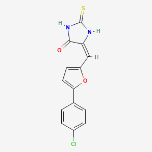 molecular formula C14H9ClN2O2S B11708172 (5E)-5-{[5-(4-chlorophenyl)furan-2-yl]methylidene}-2-thioxoimidazolidin-4-one 