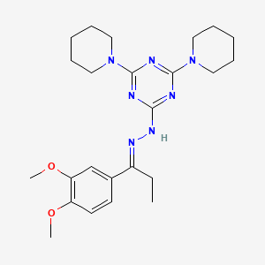 2-{(2E)-2-[1-(3,4-dimethoxyphenyl)propylidene]hydrazinyl}-4,6-di(piperidin-1-yl)-1,3,5-triazine