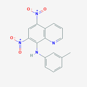 molecular formula C16H12N4O4 B11708195 N-(3-methylphenyl)-5,7-dinitroquinolin-8-amine 