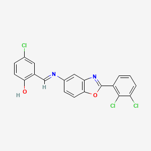 molecular formula C20H11Cl3N2O2 B11708260 4-chloro-2-[(E)-{[2-(2,3-dichlorophenyl)-1,3-benzoxazol-5-yl]imino}methyl]phenol 