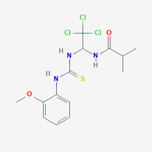 molecular formula C14H18Cl3N3O2S B11708266 2-methyl-N-(2,2,2-trichloro-1-{[(2-methoxyphenyl)carbamothioyl]amino}ethyl)propanamide 