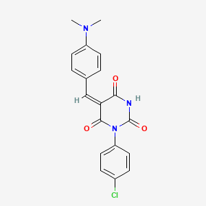 molecular formula C19H16ClN3O3 B11708377 (5E)-1-(4-chlorophenyl)-5-[4-(dimethylamino)benzylidene]pyrimidine-2,4,6(1H,3H,5H)-trione 