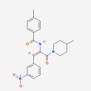 molecular formula C23H25N3O4 B11708401 4-methyl-N-[(1E)-3-(4-methylpiperidin-1-yl)-1-(3-nitrophenyl)-3-oxoprop-1-en-2-yl]benzamide 