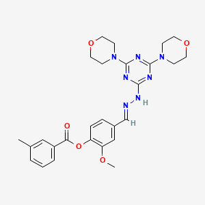 4-[(E)-{2-[4,6-di(morpholin-4-yl)-1,3,5-triazin-2-yl]hydrazinylidene}methyl]-2-methoxyphenyl 3-methylbenzoate