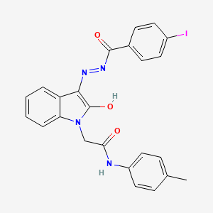 2-[(3E)-3-{[(4-Iodophenyl)formamido]imino}-2-oxo-2,3-dihydro-1H-indol-1-YL]-N-(4-methylphenyl)acetamide