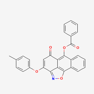 molecular formula C28H17NO5 B11708490 3-(4-methylphenoxy)-5-oxo-5H-anthra[1,9-cd]isoxazol-6-yl benzoate 