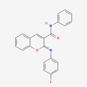 molecular formula C22H15FN2O2 B11708502 (2Z)-2-[(4-fluorophenyl)imino]-N-phenyl-2H-chromene-3-carboxamide 