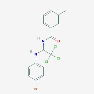 molecular formula C16H14BrCl3N2O B11708553 N-[1-(4-bromoanilino)-2,2,2-trichloroethyl]-3-methylbenzamide 