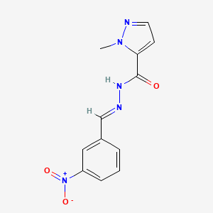 molecular formula C12H11N5O3 B11708607 1-methyl-N'-[(E)-(3-nitrophenyl)methylidene]-1H-pyrazole-5-carbohydrazide 