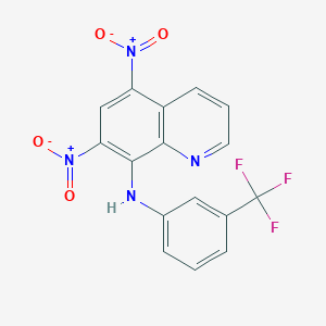 molecular formula C16H9F3N4O4 B11708633 5,7-dinitro-N-[3-(trifluoromethyl)phenyl]quinolin-8-amine 