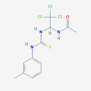 molecular formula C12H14Cl3N3OS B11708658 N-(2,2,2-Trichloro-1-(3-M-tolyl-thioureido)-ethyl)-acetamide 