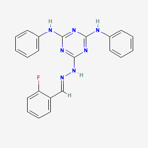 6-[(2E)-2-(2-fluorobenzylidene)hydrazinyl]-N,N'-diphenyl-1,3,5-triazine-2,4-diamine