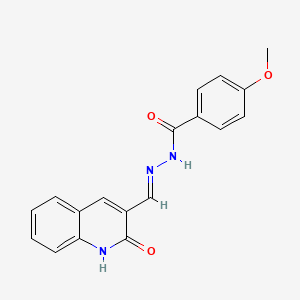 molecular formula C18H15N3O3 B11708717 N'-[(E)-(2-hydroxyquinolin-3-yl)methylidene]-4-methoxybenzohydrazide 