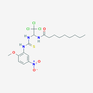 molecular formula C19H27Cl3N4O4S B11708782 N-(2,2,2-Trichloro-1-{[(2-methoxy-5-nitrophenyl)carbamothioyl]amino}ethyl)nonanamide 