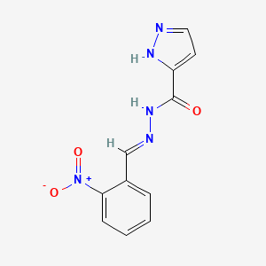 molecular formula C11H9N5O3 B11708851 N'-[(E)-(2-nitrophenyl)methylidene]-1H-pyrazole-5-carbohydrazide 