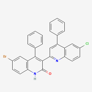 molecular formula C30H18BrClN2O B11708895 6'-Bromo-6-chloro-4,4'-diphenyl-1'H-(2,3')biquinolinyl-2'-one 