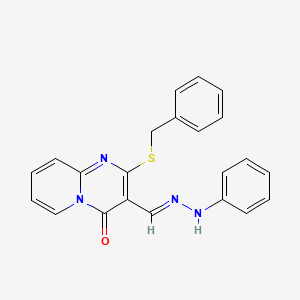 molecular formula C22H18N4OS B11708926 2-(benzylsulfanyl)-3-[(E)-(2-phenylhydrazinylidene)methyl]-4H-pyrido[1,2-a]pyrimidin-4-one 