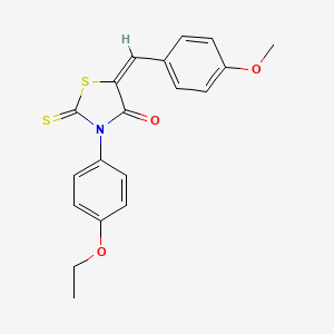 molecular formula C19H17NO3S2 B11709052 (5E)-3-(4-ethoxyphenyl)-5-[(4-methoxyphenyl)methylidene]-2-sulfanylidene-1,3-thiazolidin-4-one 