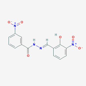 molecular formula C14H10N4O6 B11709053 N'-[(E)-(2-hydroxy-3-nitrophenyl)methylidene]-3-nitrobenzohydrazide 