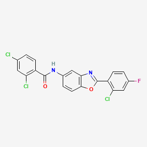 molecular formula C20H10Cl3FN2O2 B11709086 2,4-dichloro-N-[2-(2-chloro-4-fluorophenyl)-1,3-benzoxazol-5-yl]benzamide 