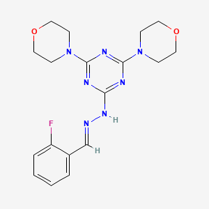 2-[(2E)-2-(2-fluorobenzylidene)hydrazinyl]-4,6-di(morpholin-4-yl)-1,3,5-triazine