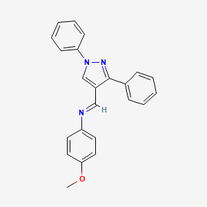 molecular formula C23H19N3O B11709194 N-[(E)-(1,3-diphenyl-1H-pyrazol-4-yl)methylidene]-4-methoxyaniline 