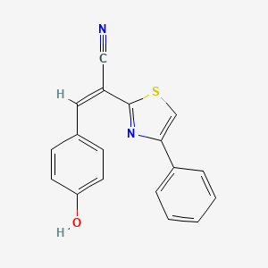 molecular formula C18H12N2OS B11709265 (2Z)-3-(4-hydroxyphenyl)-2-(4-phenyl-1,3-thiazol-2-yl)prop-2-enenitrile 