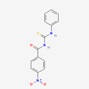 molecular formula C14H11N3O3S B11709293 Benzamide, 4-nitro-N-[(phenylamino)thioxomethyl]- CAS No. 56437-98-0