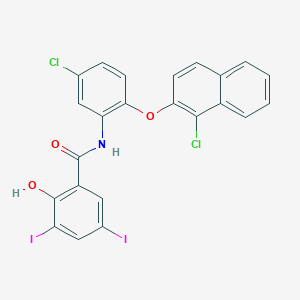 N-{5-chloro-2-[(1-chloronaphthalen-2-yl)oxy]phenyl}-2-hydroxy-3,5-diiodobenzamide