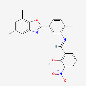 2-[(E)-{[5-(5,7-dimethyl-1,3-benzoxazol-2-yl)-2-methylphenyl]imino}methyl]-6-nitrophenol