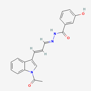 N'-[(1E,2E)-3-(1-acetyl-1H-indol-3-yl)prop-2-en-1-ylidene]-3-hydroxybenzohydrazide