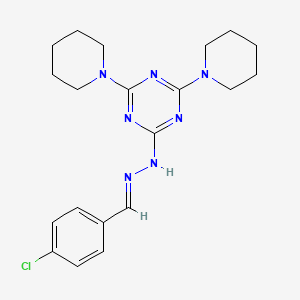 2-[(2E)-2-(4-chlorobenzylidene)hydrazinyl]-4,6-di(piperidin-1-yl)-1,3,5-triazine