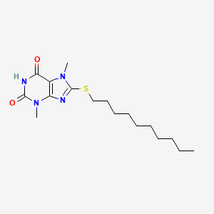 molecular formula C17H28N4O2S B11709687 8-(decylsulfanyl)-3,7-dimethyl-3,7-dihydro-1H-purine-2,6-dione CAS No. 25934-58-1