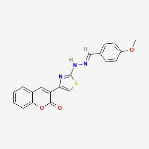 3-{2-[(2E)-2-(4-methoxybenzylidene)hydrazinyl]-1,3-thiazol-4-yl}-2H-chromen-2-one