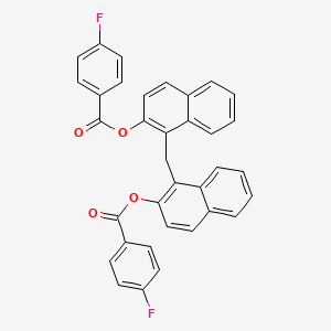 molecular formula C35H22F2O4 B11709802 Methanediyldinaphthalene-1,2-diyl bis(4-fluorobenzoate) 