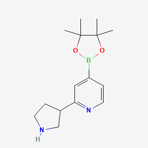 molecular formula C15H23BN2O2 B11709819 2-(Pyrrolidin-3-YL)-4-(4,4,5,5-tetramethyl-1,3,2-dioxaborolan-2-YL)pyridine 