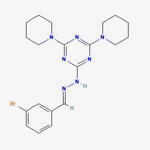 molecular formula C20H26BrN7 B11709825 2-[(2E)-2-(3-bromobenzylidene)hydrazinyl]-4,6-di(piperidin-1-yl)-1,3,5-triazine 