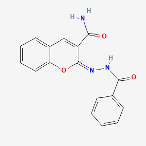 molecular formula C17H13N3O3 B11709851 (2E)-2-(benzoylhydrazono)-2H-chromene-3-carboxamide 