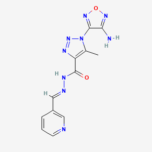 molecular formula C12H11N9O2 B11709900 1-(4-amino-1,2,5-oxadiazol-3-yl)-5-methyl-N'-[(E)-pyridin-3-ylmethylidene]-1H-1,2,3-triazole-4-carbohydrazide 